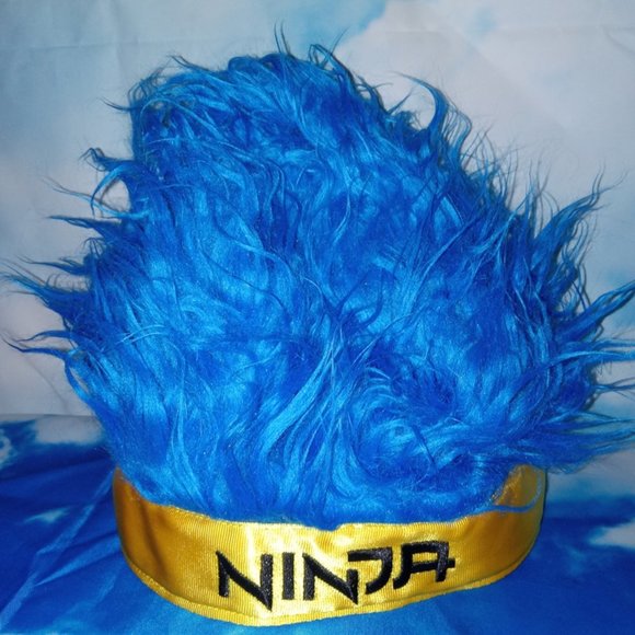 Blue Hair Ninja Gamer Headband Wig Hat – Richard Tyler Blevins Headwear HTF NEW - Picture 2 of 5